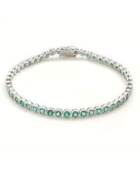 Elegant 14K (18K Custom) Emerald & White Gold Bracelet